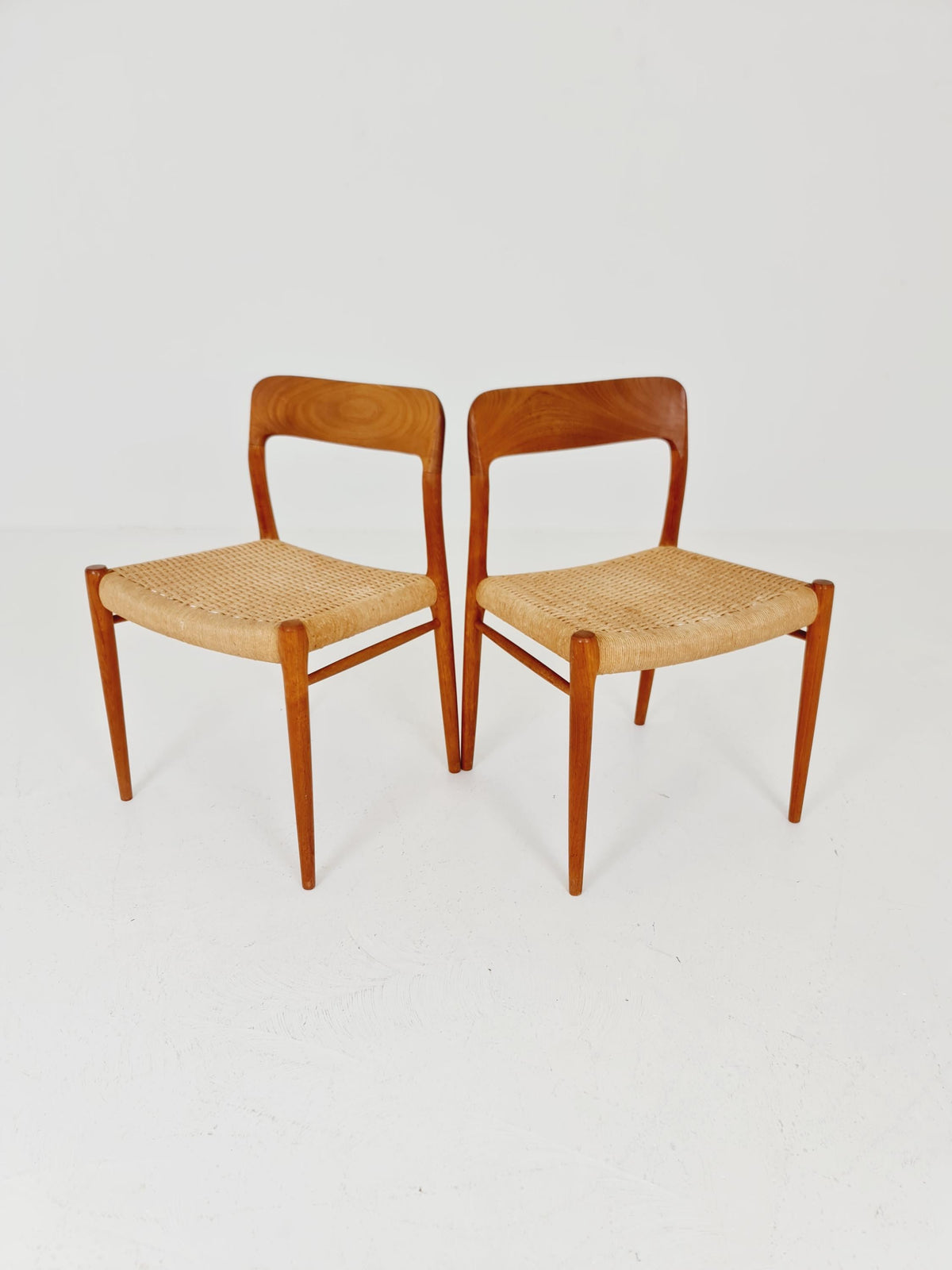 Mid Century Danish Teak Dining Chair Niels O.Moller, 1960s model 75 Set of 2