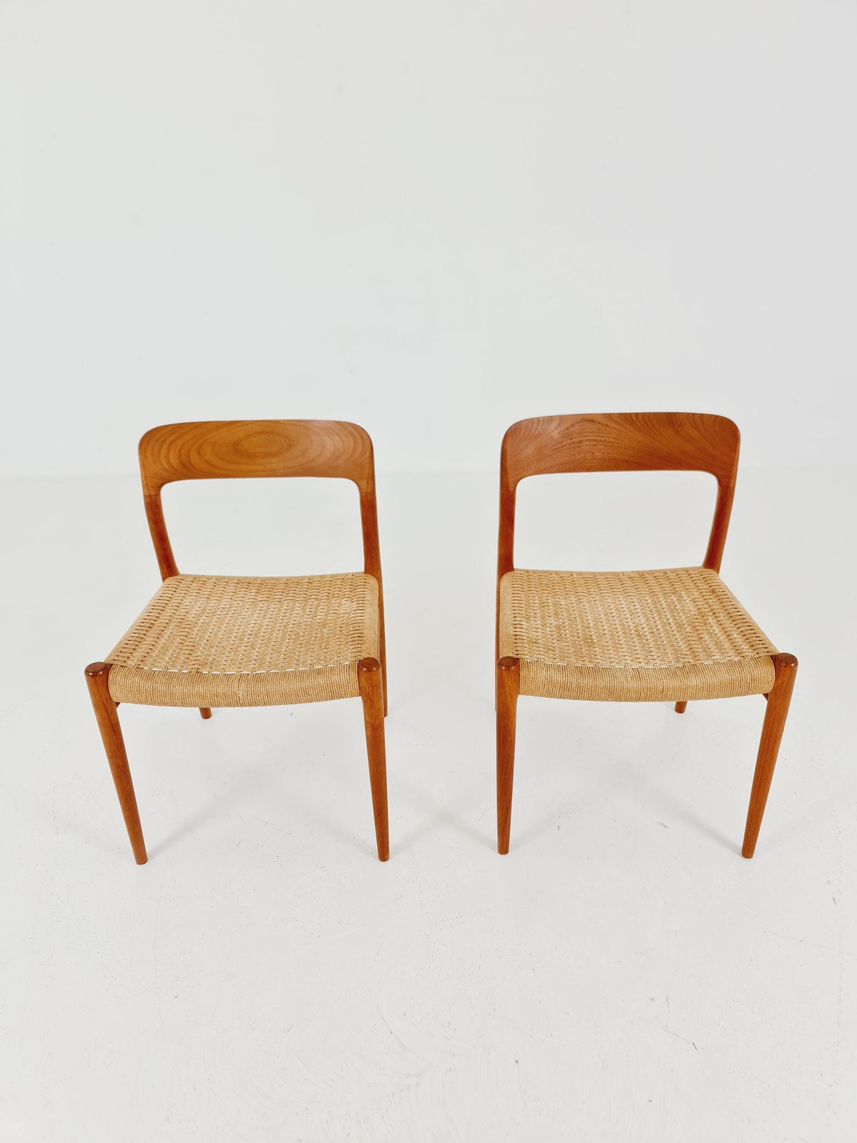 Mid Century Danish Teak Dining Chair Niels O.Moller, 1960s model 75 Set of 2