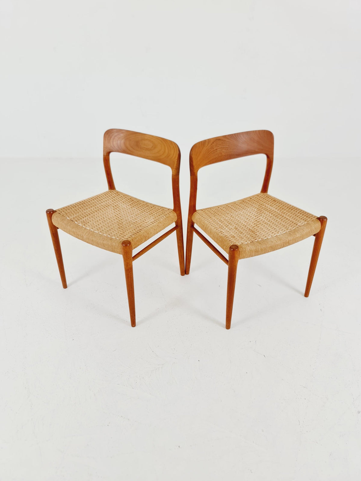 Mid Century Danish Teak Dining Chair Niels O.Moller, 1960s model 75 Set of 2