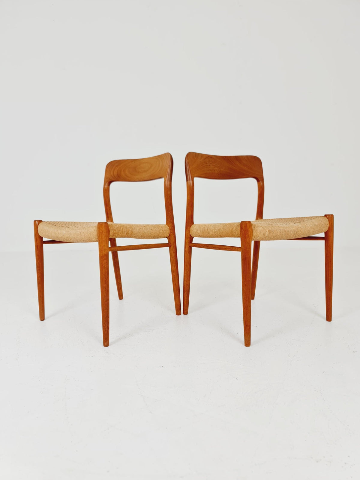 Mid Century Danish Teak Dining Chair Niels O.Moller, 1960s model 75 Set of 2