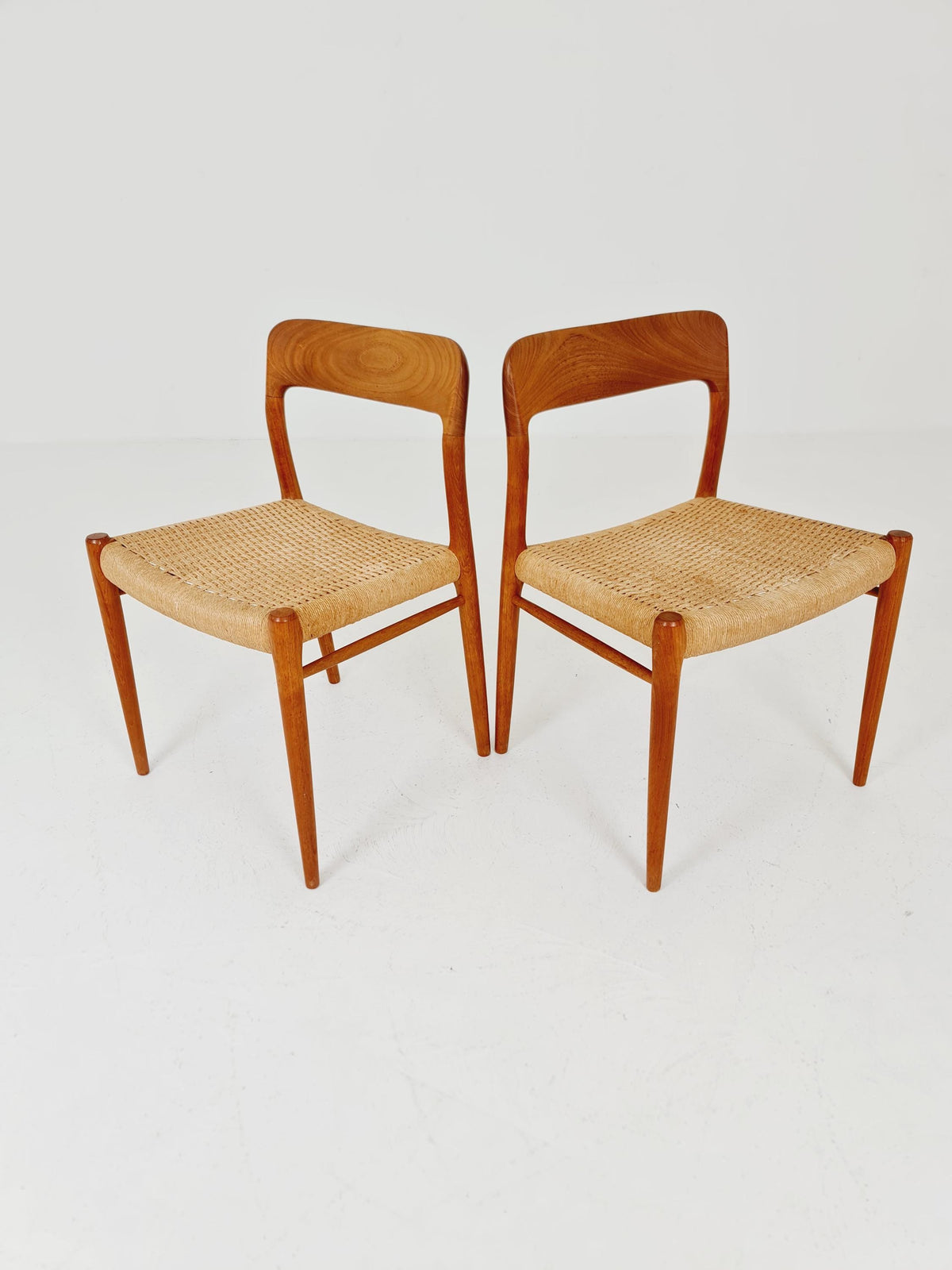 Mid Century Danish Teak Dining Chair Niels O.Moller, 1960s model 75 Set of 2