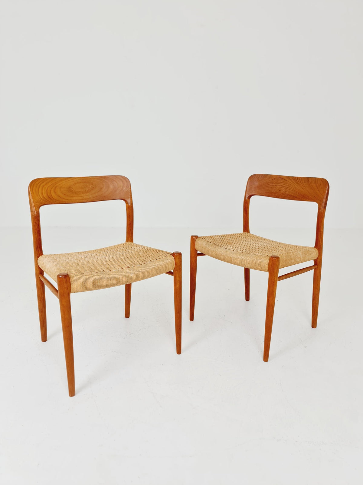 Mid Century Danish Teak Dining Chair Niels O.Moller, 1960s model 75 Set of 2