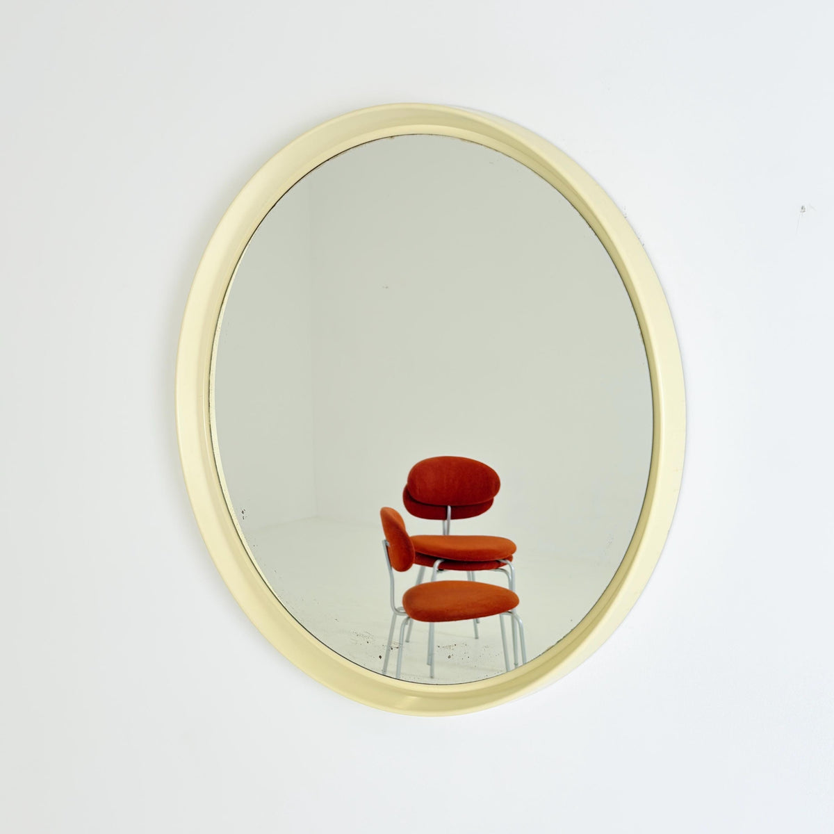 Space Age Mid-Century Round Wall Mirror, 1970s German Modernist Mirror, Vintage Circular Mirror, Retro Wall Decor, Germany