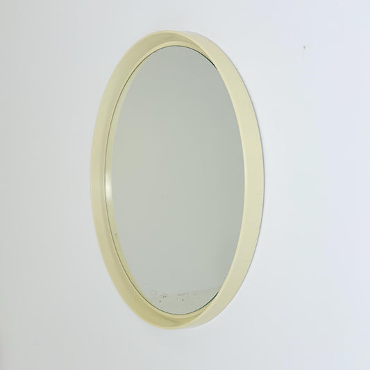 Space Age Mid-Century Round Wall Mirror, 1970s German Modernist Mirror, Vintage Circular Mirror, Retro Wall Decor, Germany
