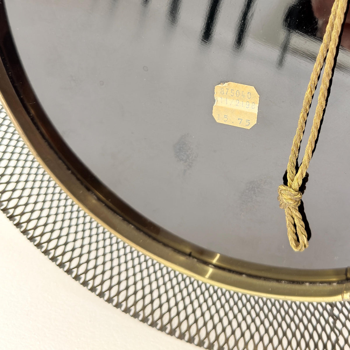 Mid-Century Wall Mirror in Black Metal & Brass from Vereinigte Werkstätten, Munich Germany 1960s