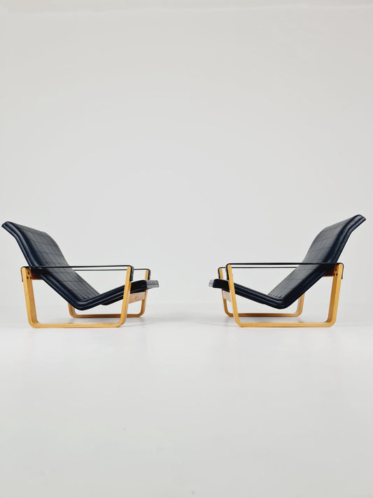 Rare Mid century Pulkka Armchairs By Ilmari Lappalainen for Asko Norway 1970s Set of 2