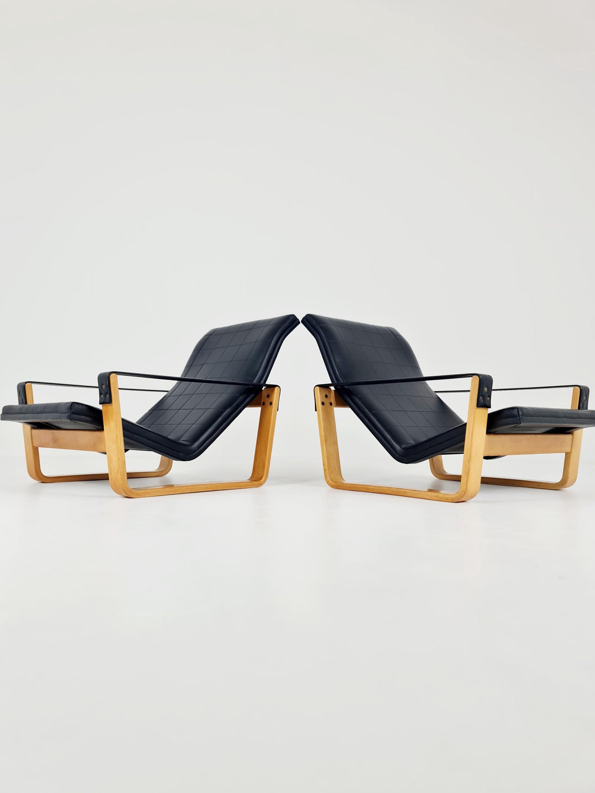 Rare Mid century Pulkka Armchairs By Ilmari Lappalainen for Asko Norway 1970s Set of 2