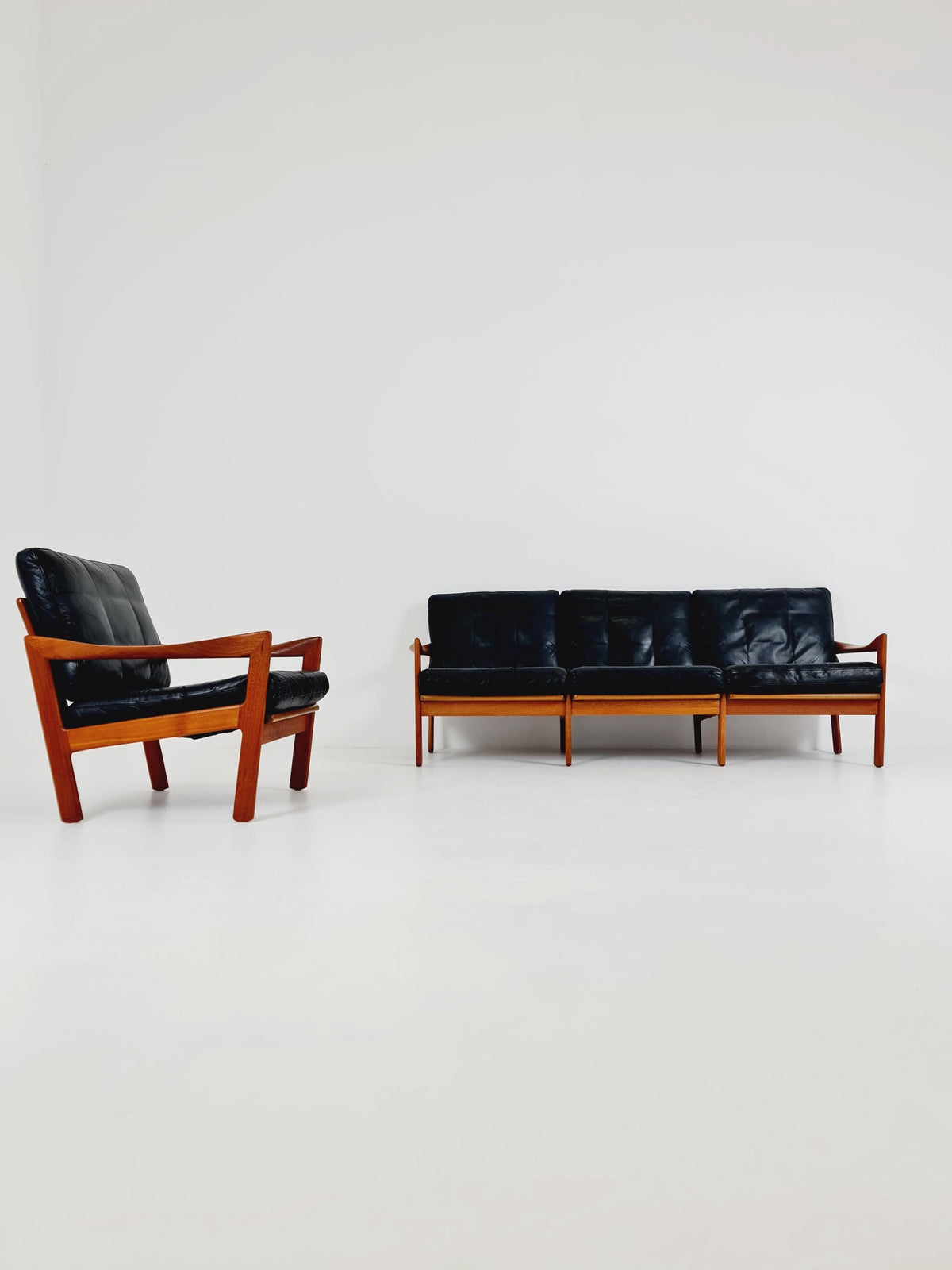 Mid century Set of Sofa and Lounge chair by Illum Wikkeslo Eilersen in solid teak, 1960s,