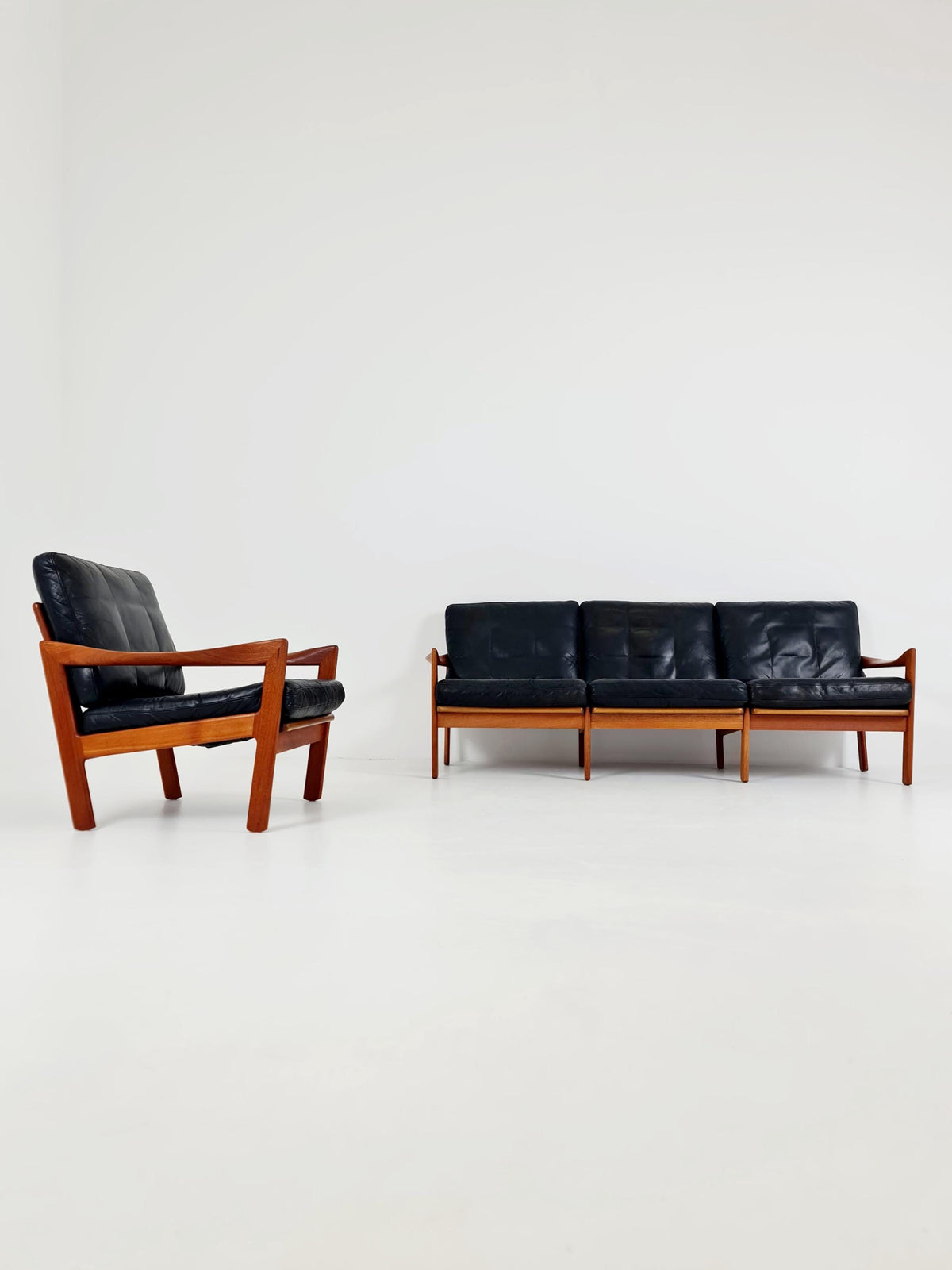 Mid century Set of Sofa and Lounge chair by Illum Wikkeslo Eilersen in solid teak, 1960s,