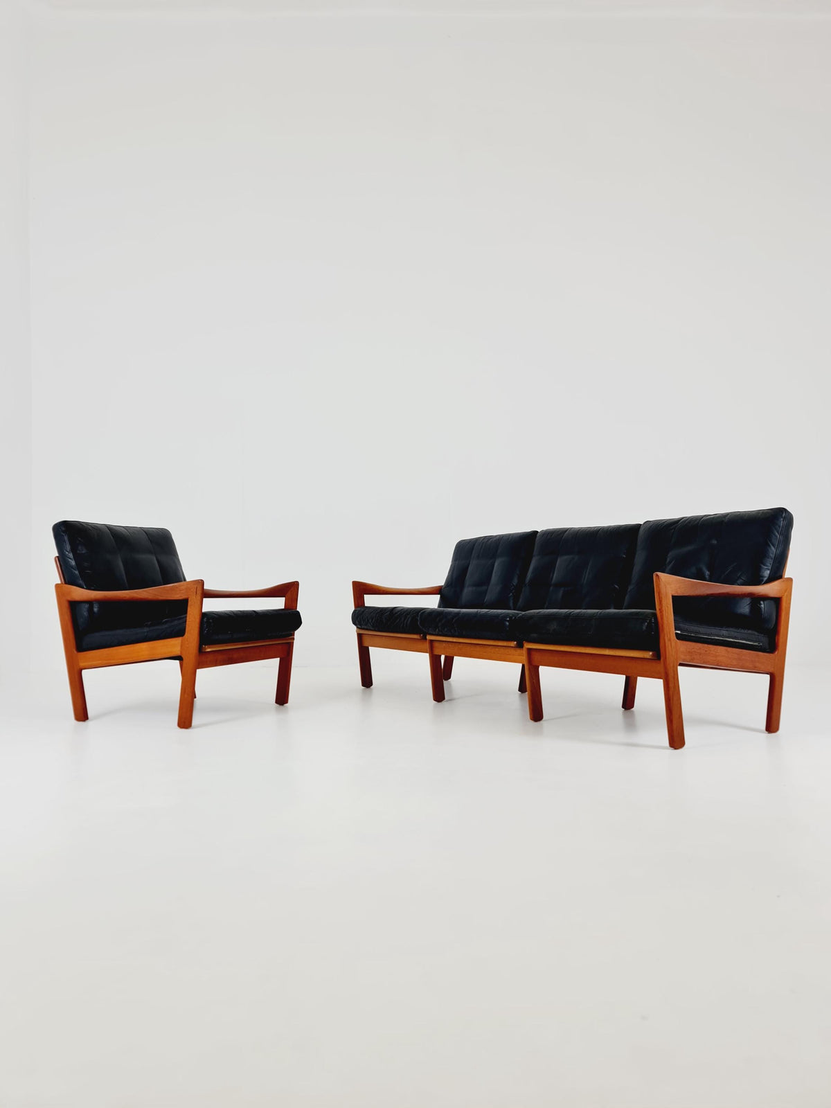 Mid century Set of Sofa and Lounge chair by Illum Wikkeslo Eilersen in solid teak, 1960s,
