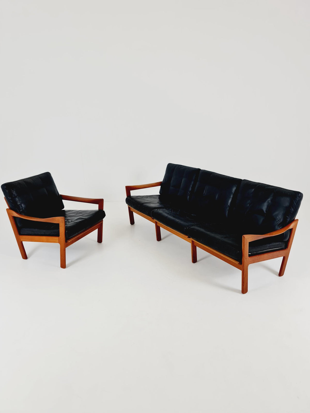 Mid century Set of Sofa and Lounge chair by Illum Wikkeslo Eilersen in solid teak, 1960s,