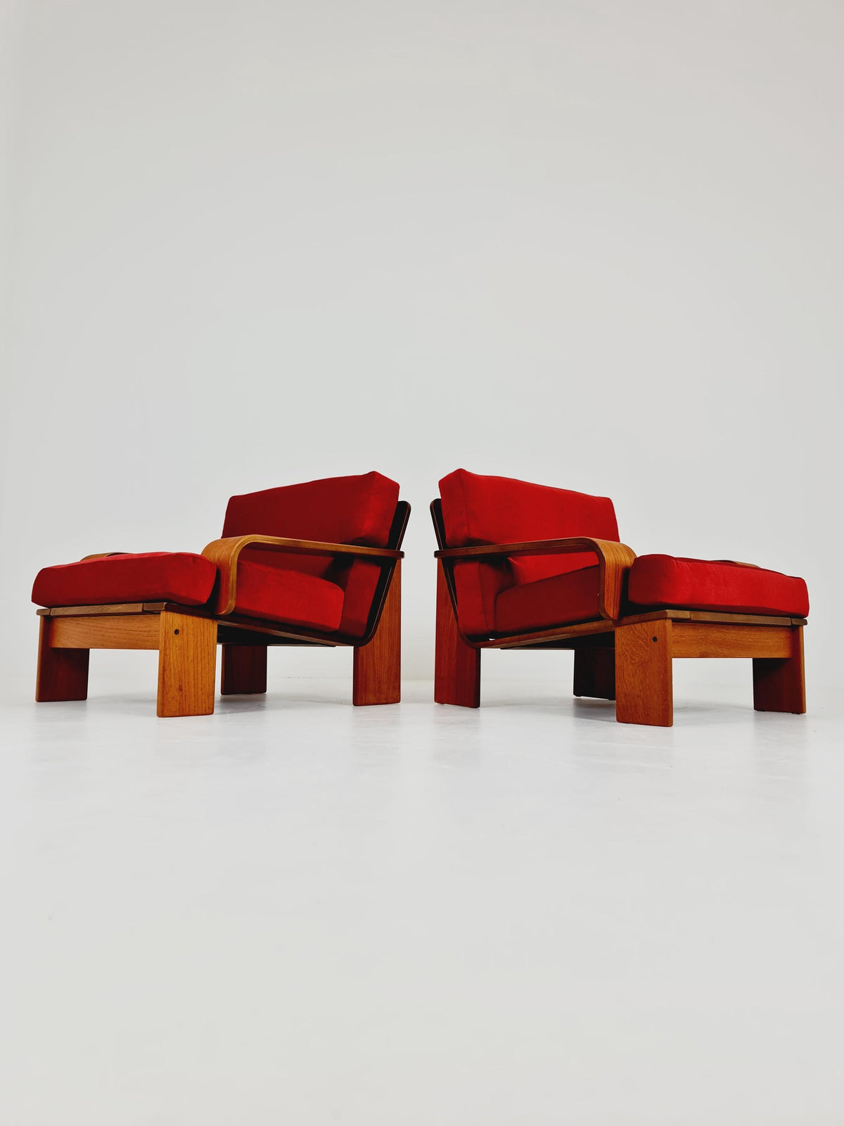 Rare Mid-Century Dansih Modern Teak lounge chairs 1970s – Newly Upholstered Set of 2