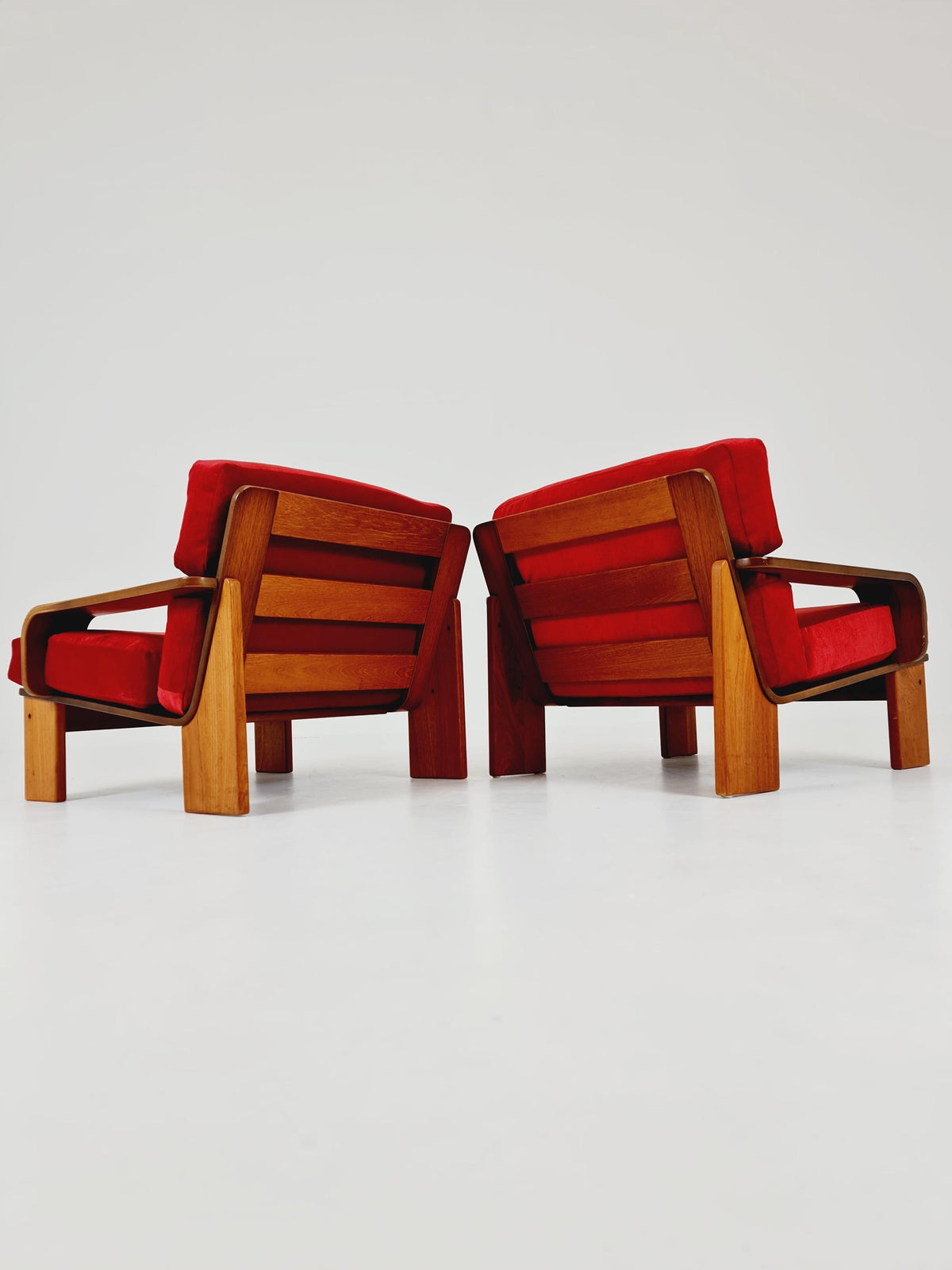Rare Mid-Century Dansih Modern Teak lounge chairs 1970s – Newly Upholstered Set of 2