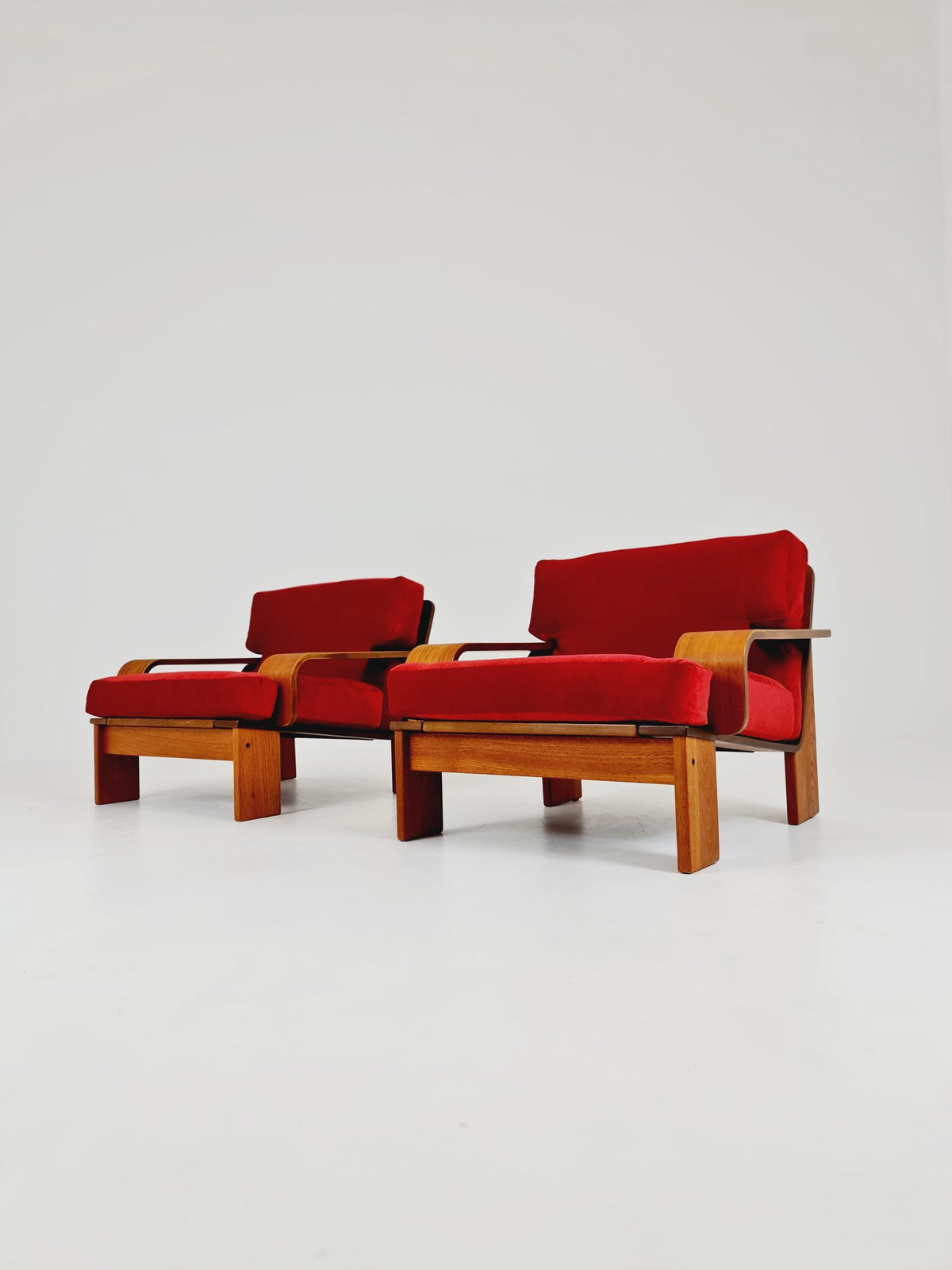 Rare Mid-Century Dansih Modern Teak lounge chairs 1970s – Newly Upholstered Set of 2