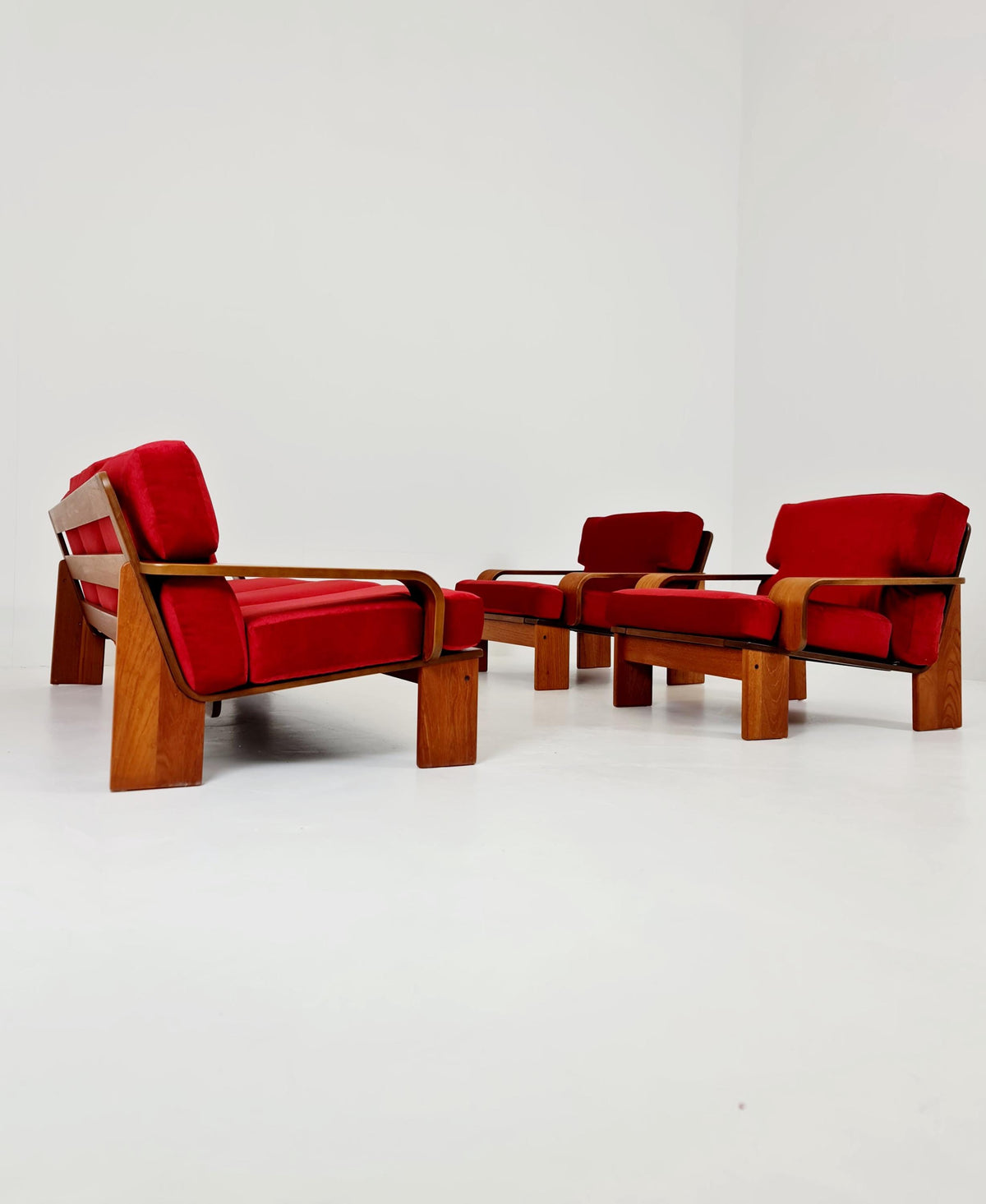 Rare Mid-Century Dansih Modern Teak Set of sofa and 2 lounge chairs 1970s – Newly Upholstered