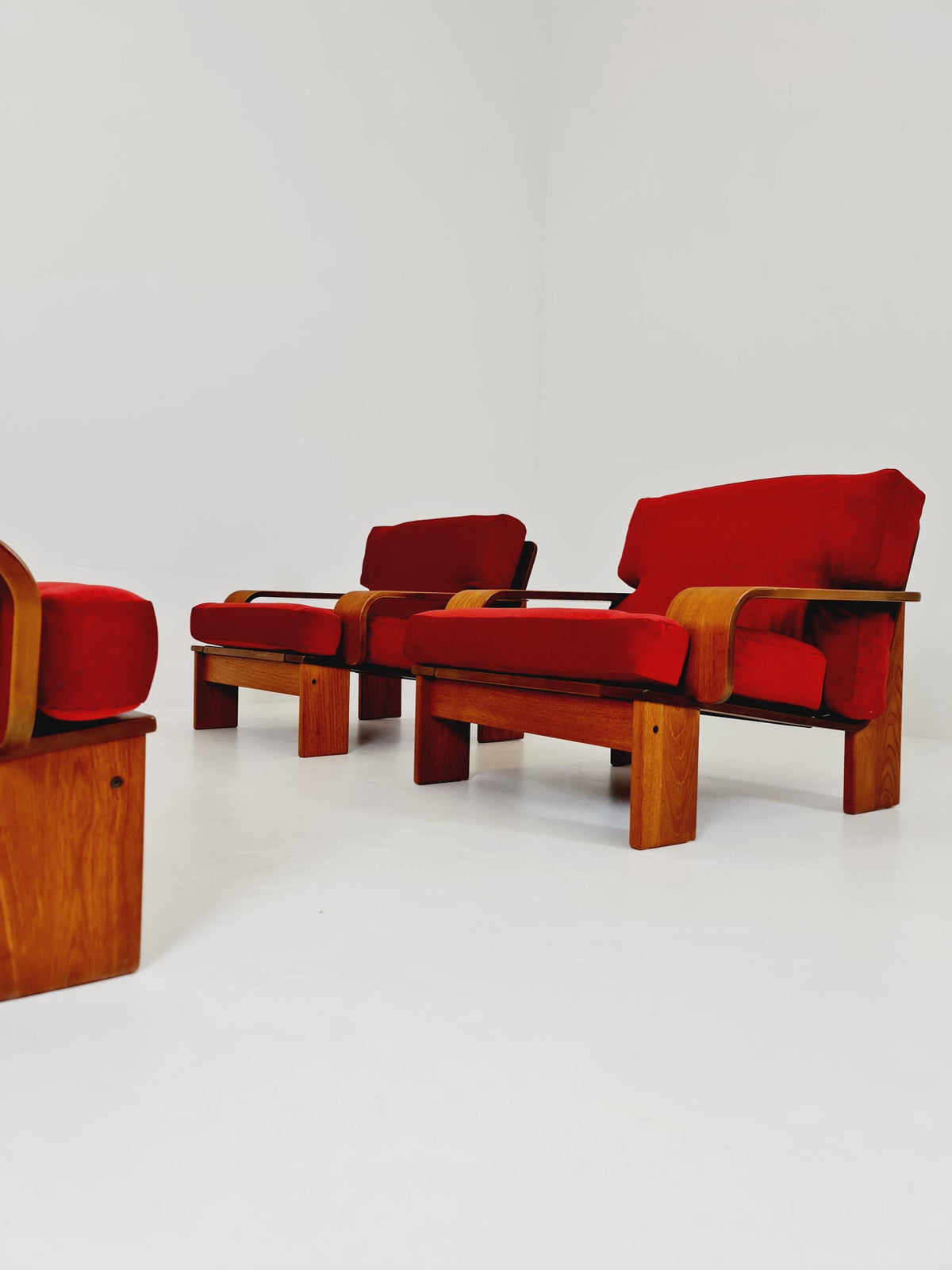 Rare Mid-Century Dansih Modern Teak Set of sofa and 2 lounge chairs 1970s – Newly Upholstered