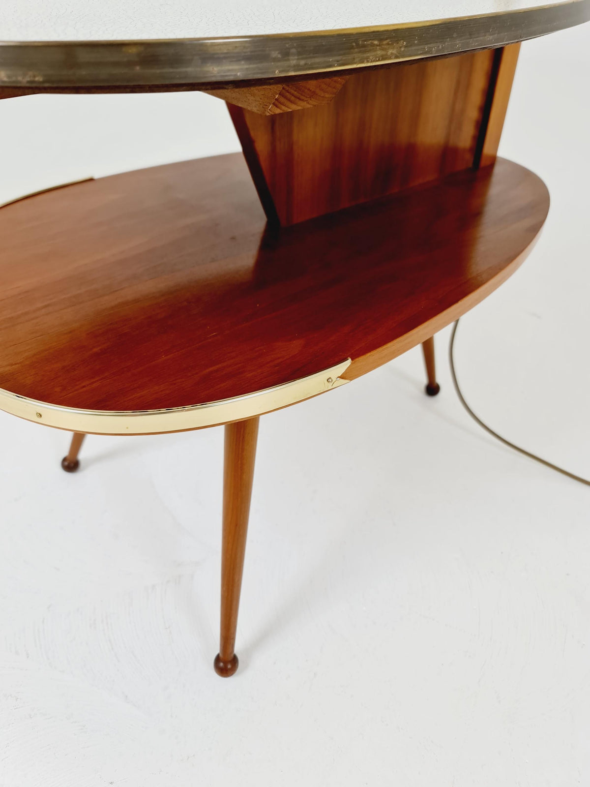 Rare Midcentury German tripod floor lamp , sidetabale Brass , 1950s