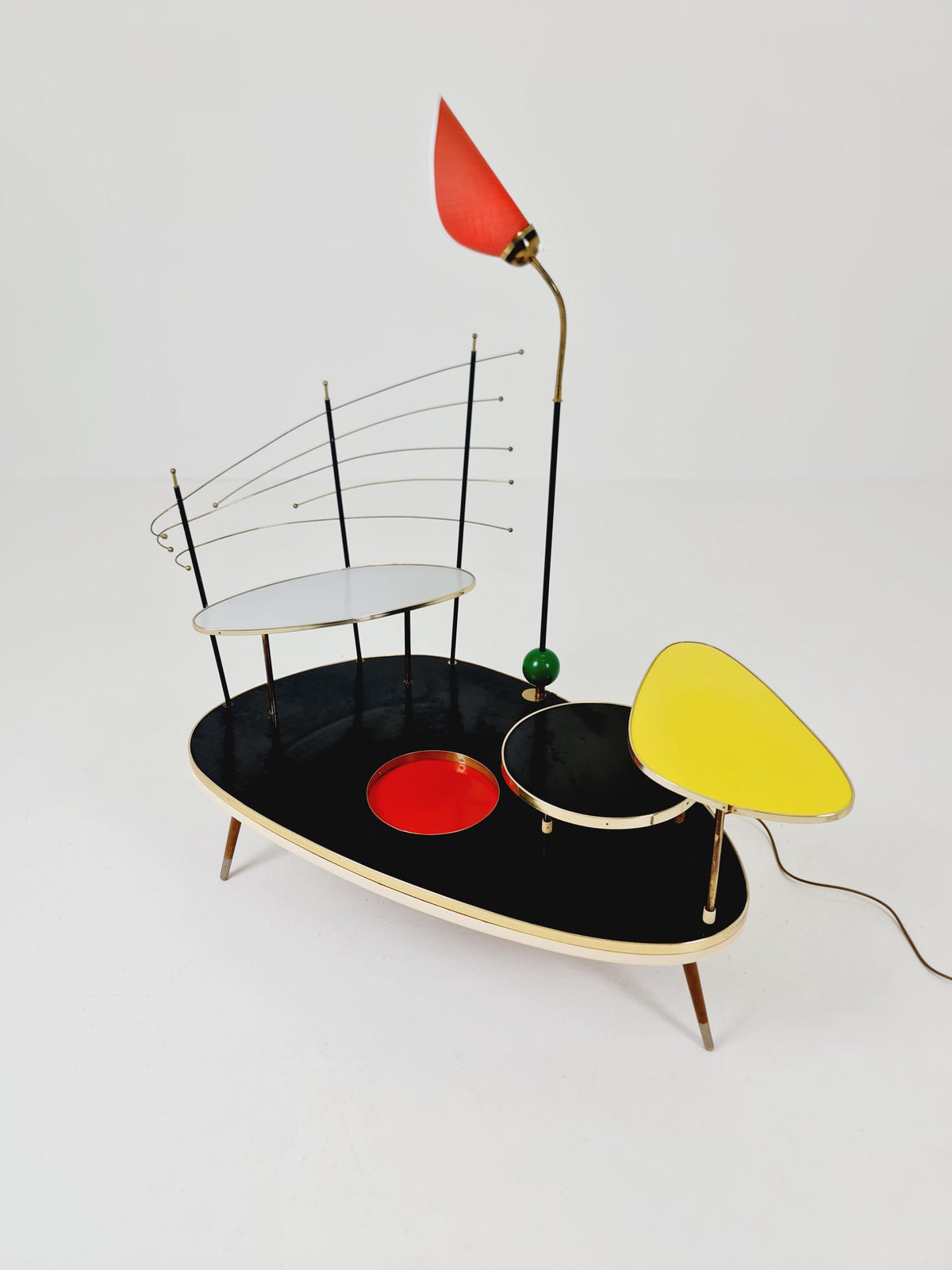 Super Rare Mid century Large German Plant Stand with Floor lamp colorful Minimalist Plant Stand by Friwa west germany, 1960s