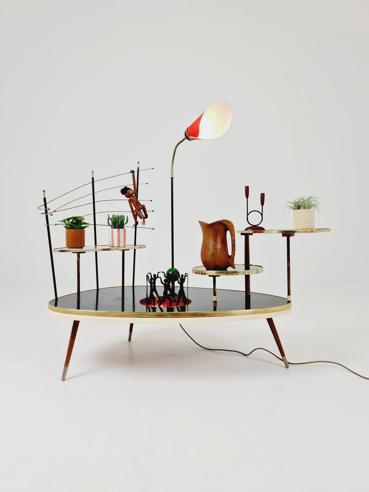 Super Rare Mid century Large German Plant Stand with Floor lamp colorful Minimalist Plant Stand by Friwa west germany, 1960s