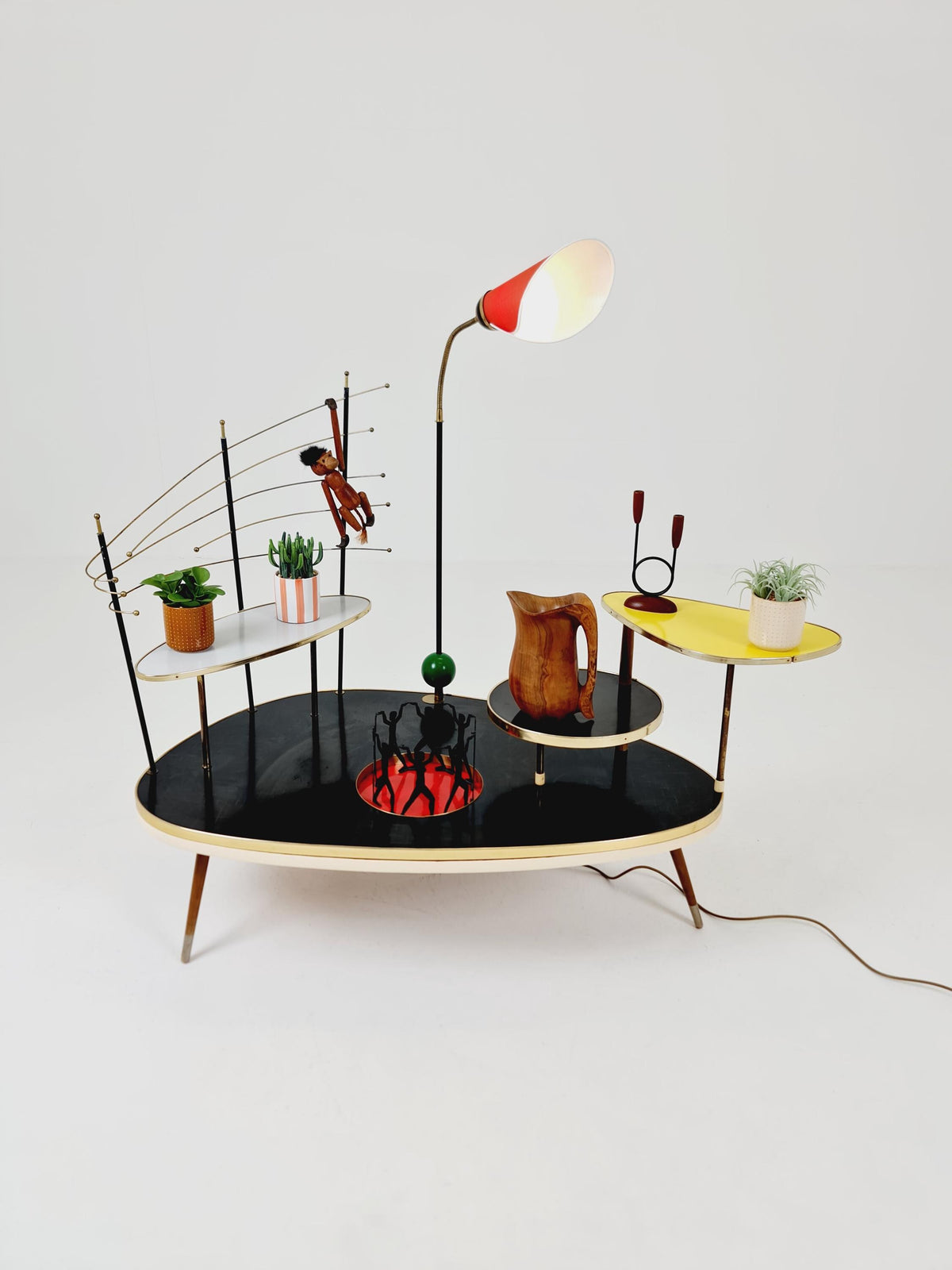 Super Rare Mid century Large German Plant Stand with Floor lamp colorful Minimalist Plant Stand by Friwa west germany, 1960s
