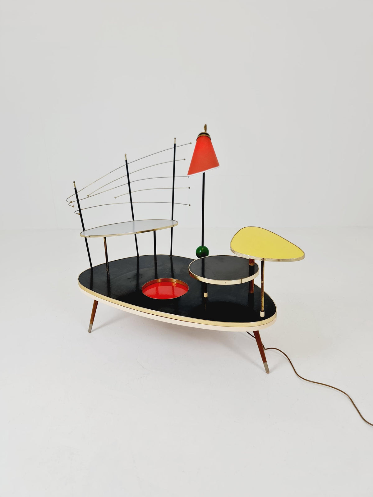 Super Rare Mid century Large German Plant Stand with Floor lamp colorful Minimalist Plant Stand by Friwa west germany, 1960s