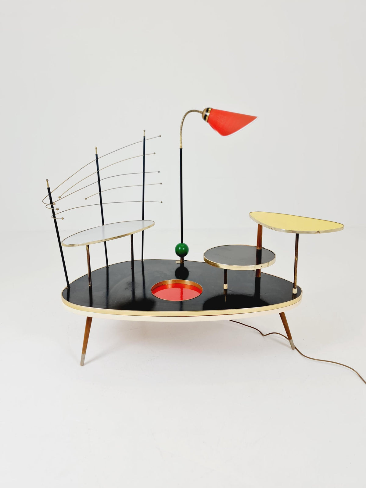 Super Rare Mid century Large German Plant Stand with Floor lamp colorful Minimalist Plant Stand by Friwa west germany, 1960s