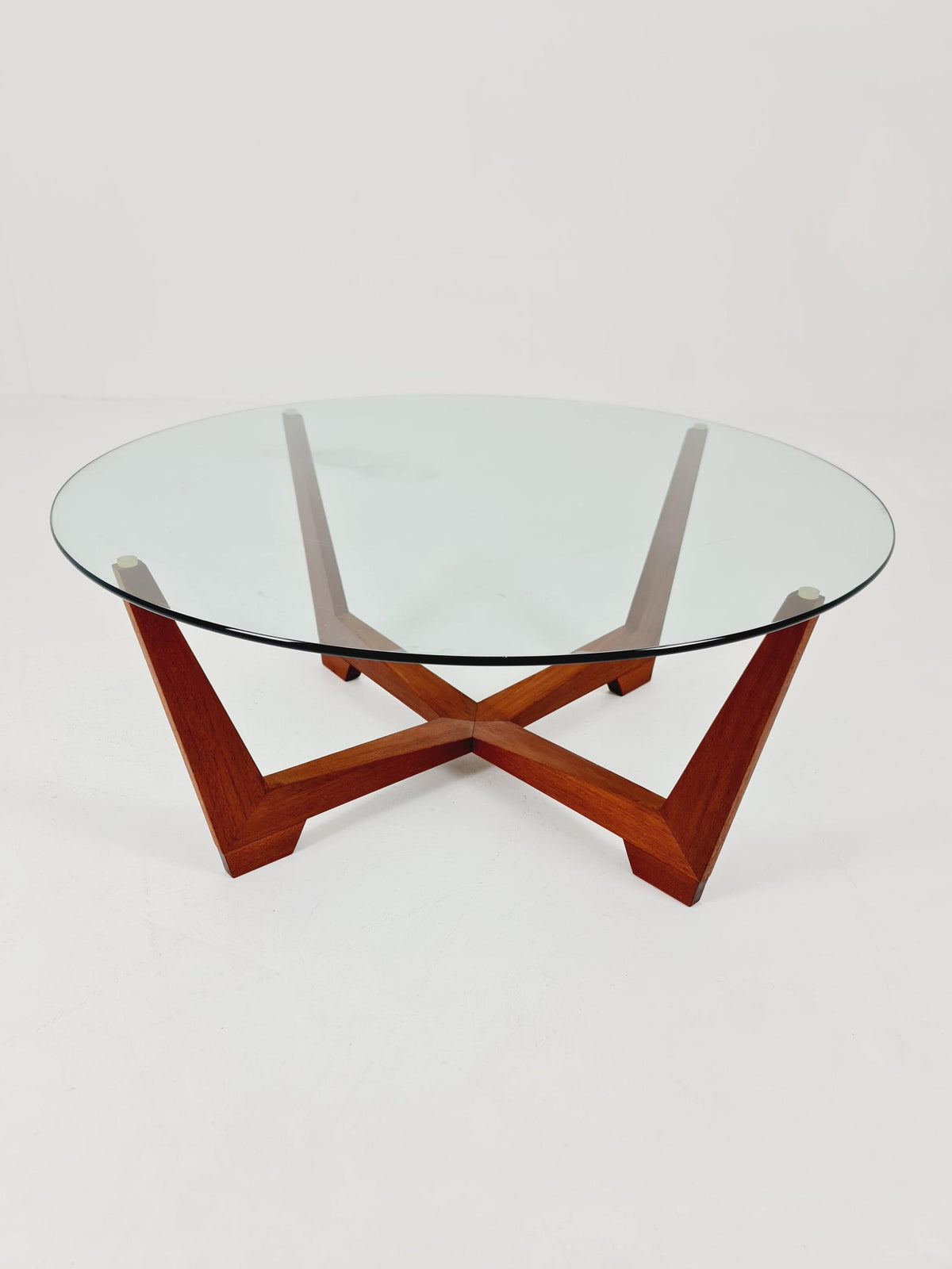 vintage teak and Glass coffe table by Wilhelm Renz 1960