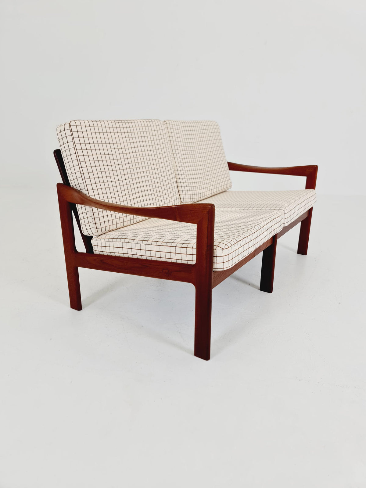 Mid century Sofa 2 Seater by Illum Wikkeslo Eilersen in solid teak, 1960s,