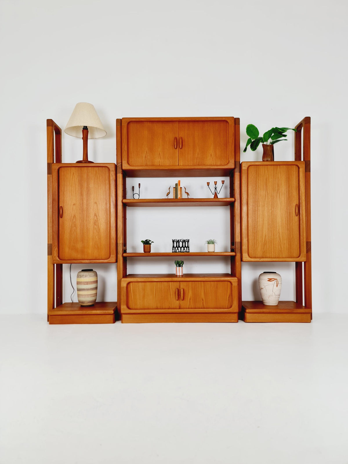 Rare Danish freestanding Solid Teak Tambour Doors vintage bookshelf system /room divider by Dyrlund 1980s