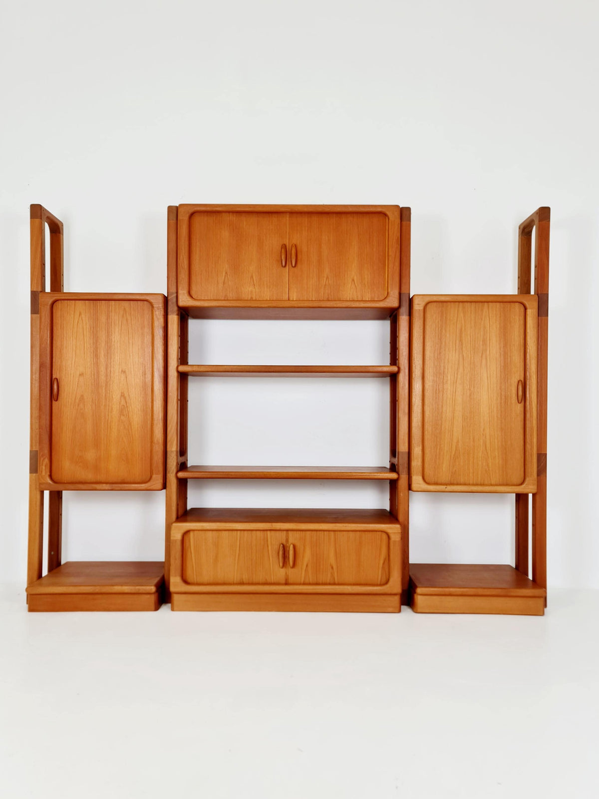 Rare Danish freestanding Solid Teak Tambour Doors vintage bookshelf system /room divider by Dyrlund 1980s