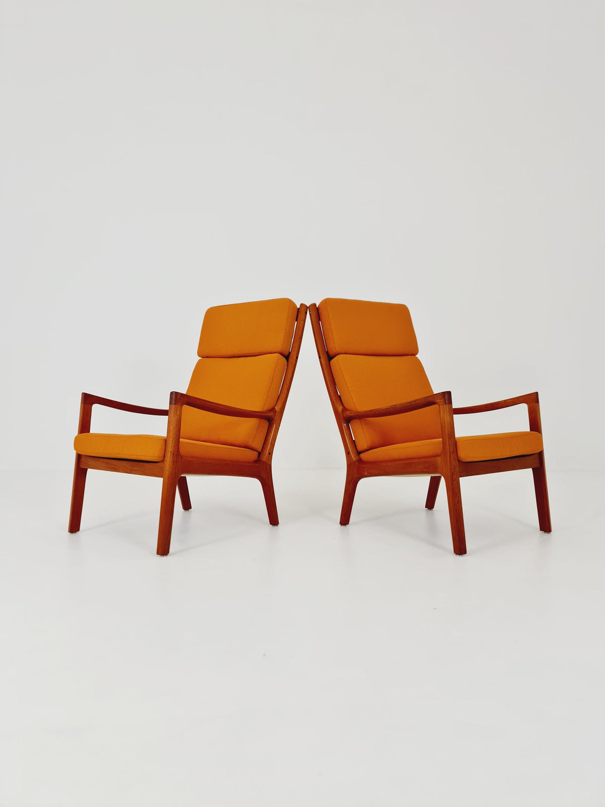 Mid-century Rare Danish teak lounge chair Highback / Easy chair "Senator" by Ole Wanscher for Cado , 1960s Set of 2