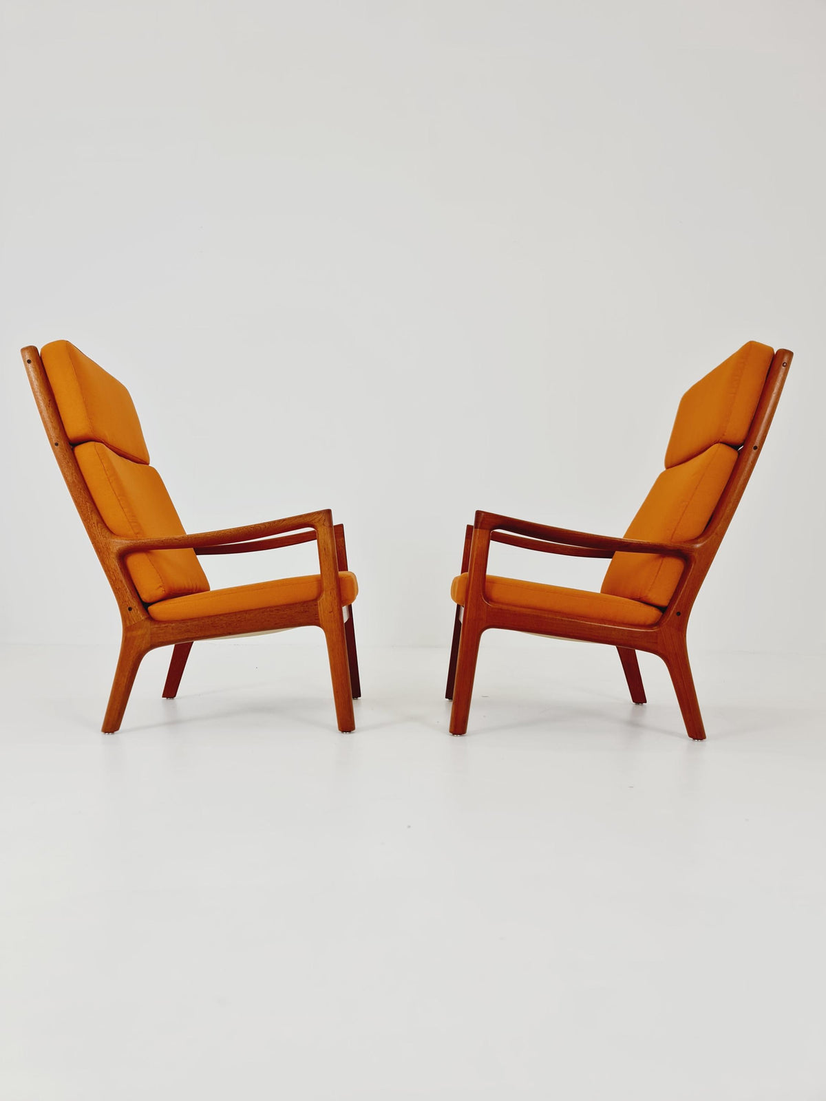 Mid-century Rare Danish teak lounge chair Highback / Easy chair "Senator" by Ole Wanscher for Cado , 1960s Set of 2
