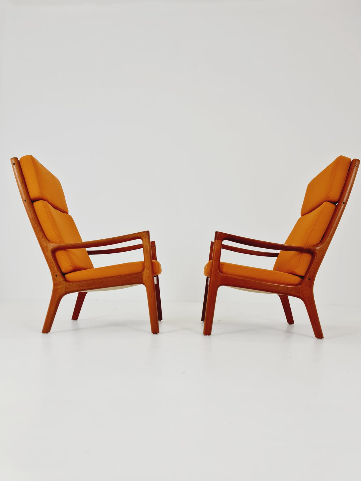 Mid-century Rare Danish teak lounge chair Highback / Easy chair "Senator" by Ole Wanscher for Cado , 1960s Set of 2