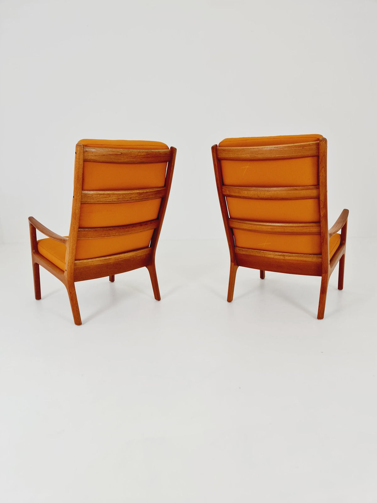 Mid-century Rare Danish teak lounge chair Highback / Easy chair "Senator" by Ole Wanscher for Cado , 1960s Set of 2