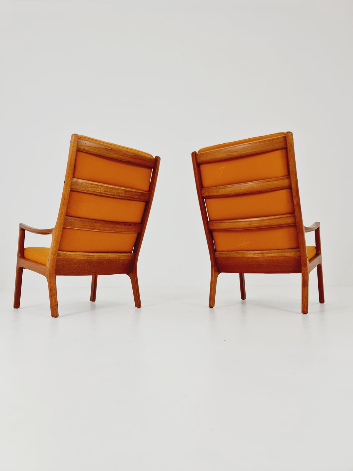 Mid-century Rare Danish teak lounge chair Highback / Easy chair "Senator" by Ole Wanscher for Cado , 1960s Set of 2