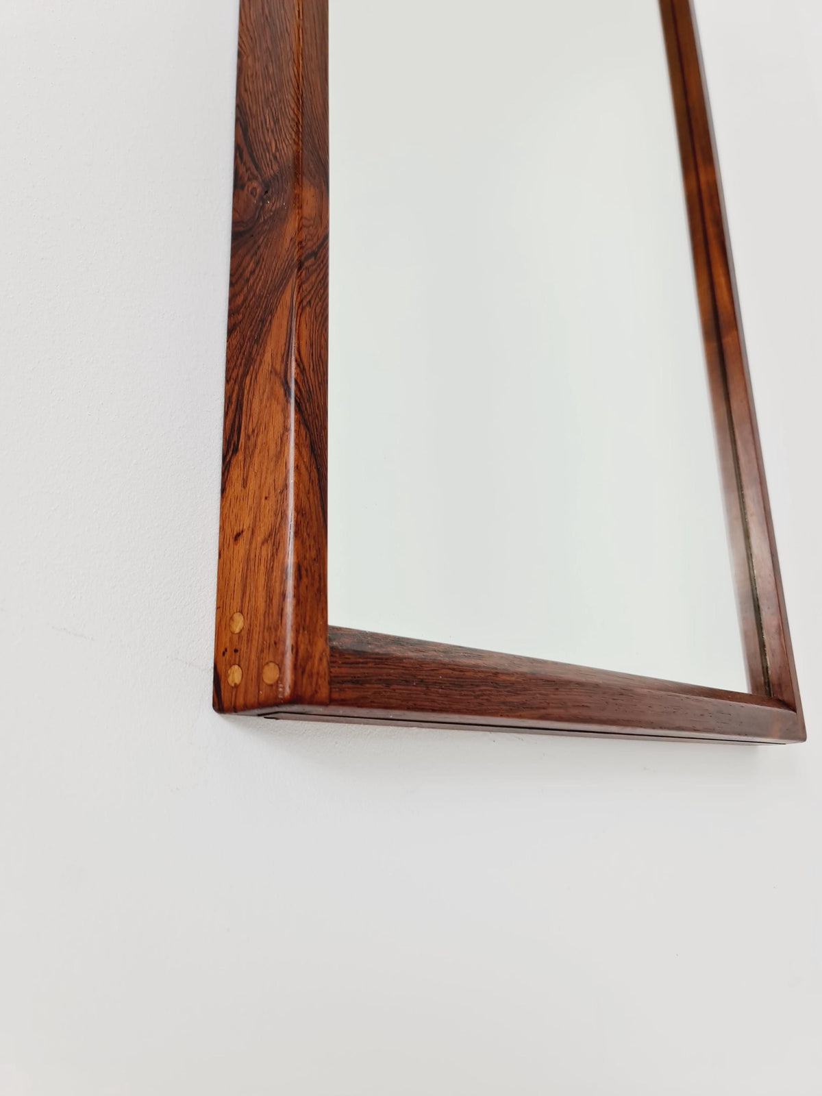 Rosewood Danish mid-century Modern wall-mounted mirror By Aksel Kjersgaard , 1960s