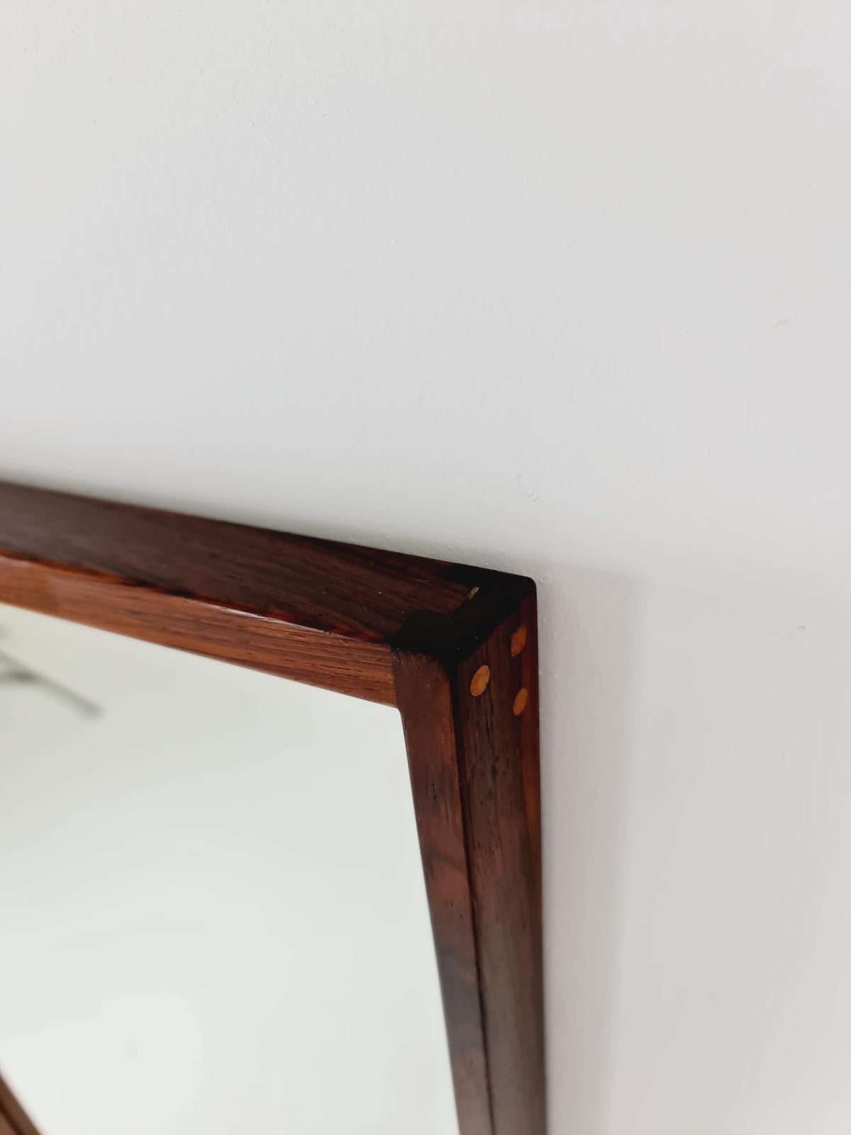 Rosewood Danish mid-century Modern wall-mounted mirror By Aksel Kjersgaard , 1960s