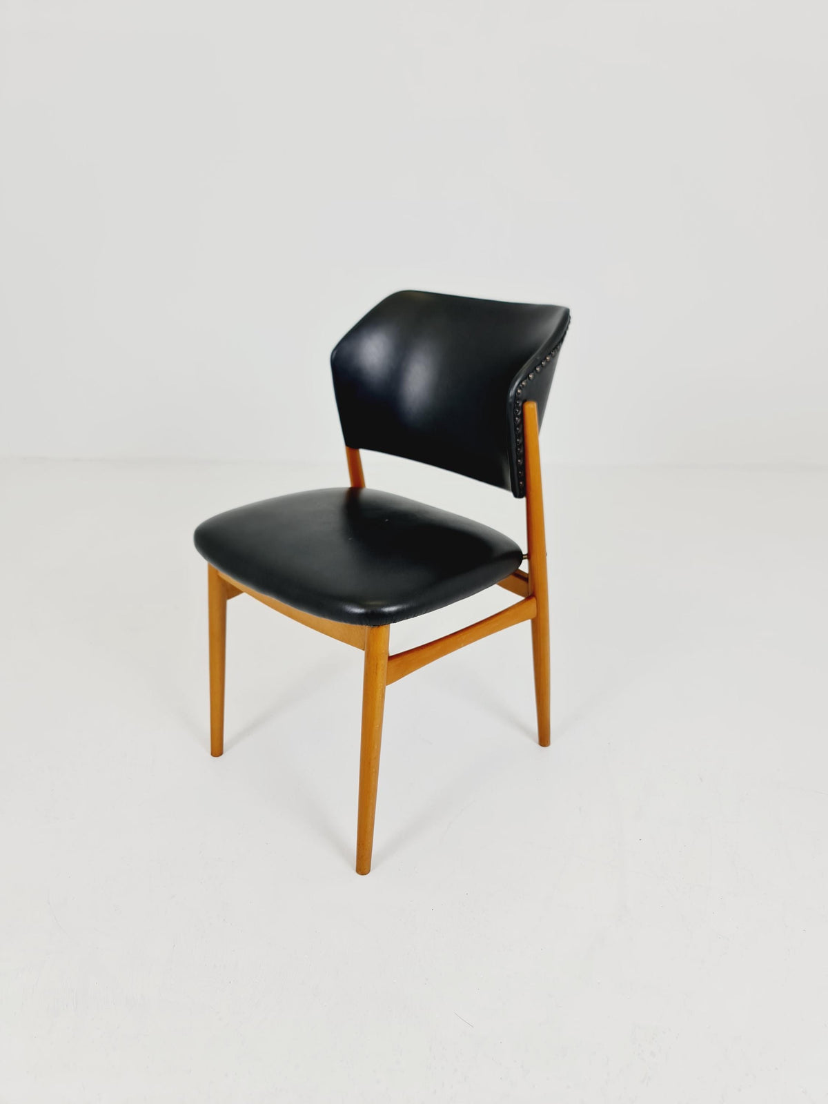 Mid Century German beechwood and faux lether chair by casala , 1960s