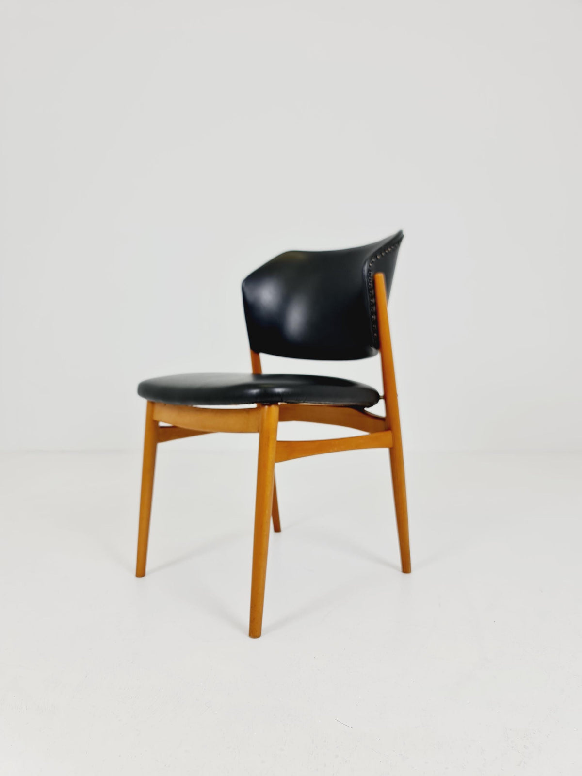 Mid Century German beechwood and faux lether chair by casala , 1960s