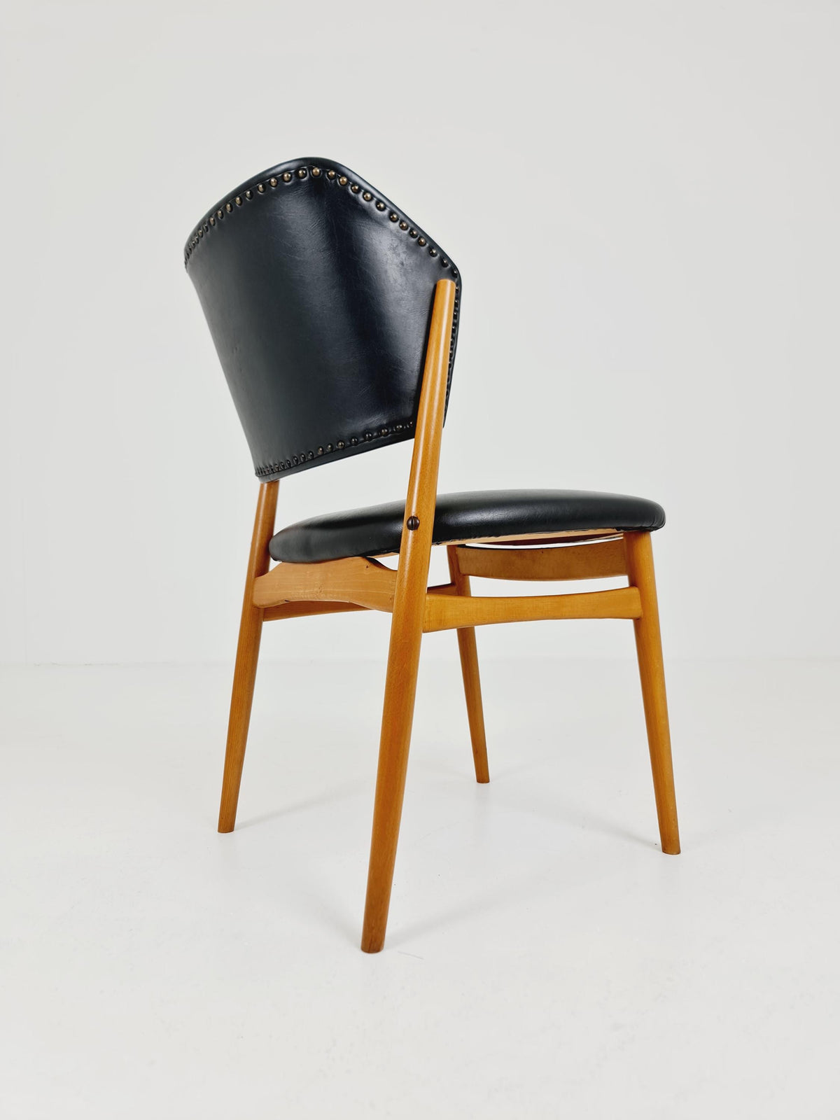 Mid Century German beechwood and faux lether chair by casala , 1960s