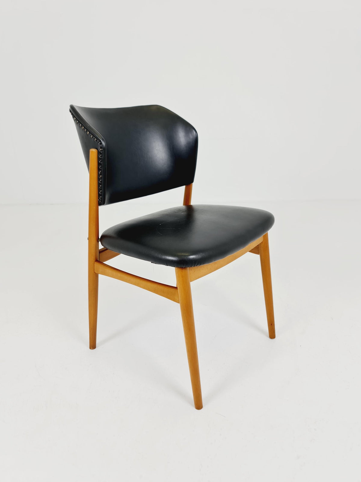 Mid Century German beechwood and faux lether chair by casala , 1960s