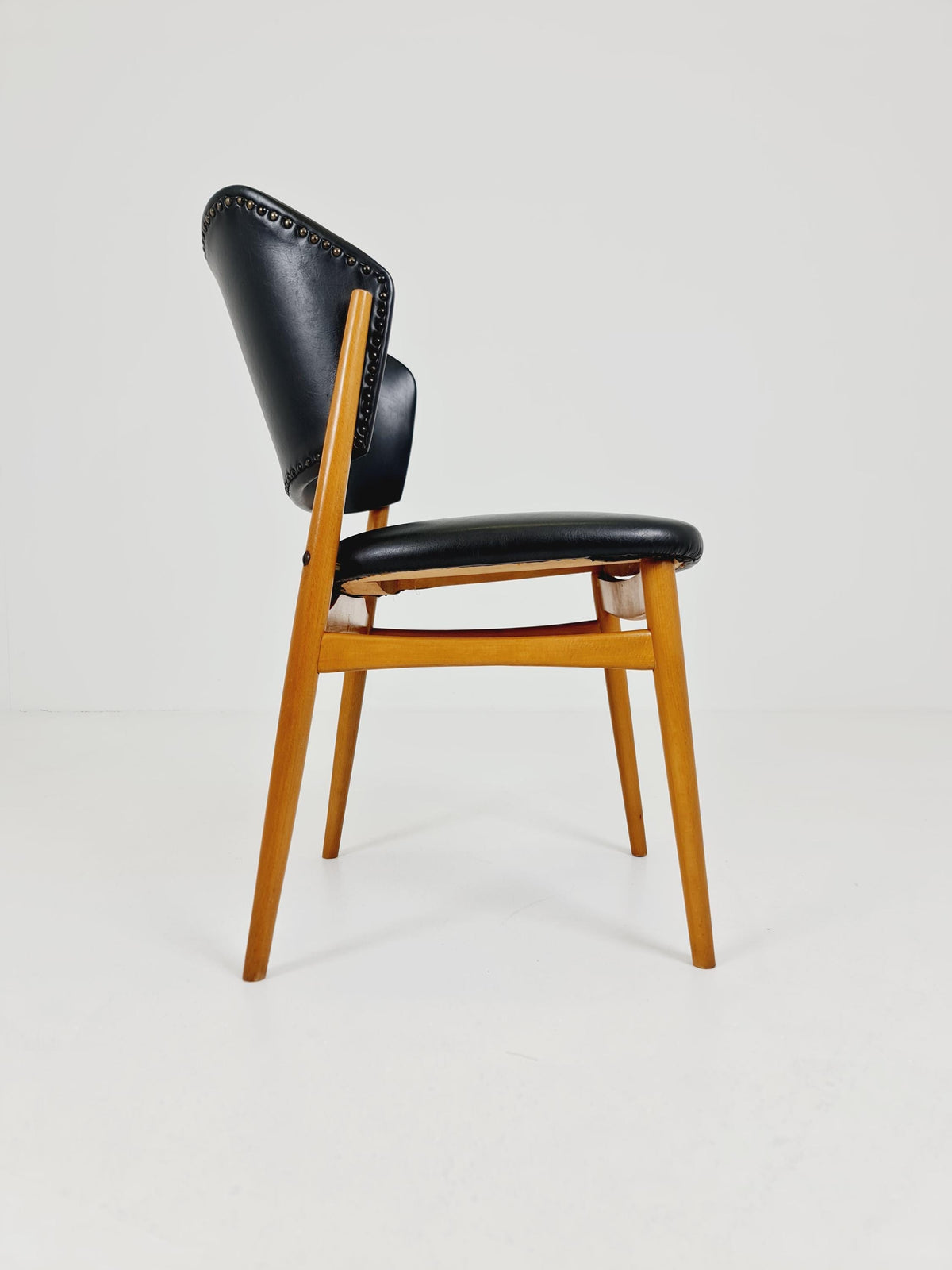 Mid Century German beechwood and faux lether chair by casala , 1960s