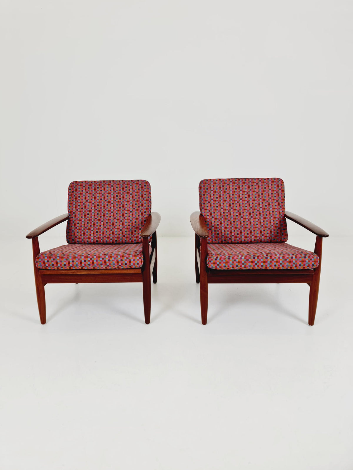 Mid century Teak easy lounge chairs Denmark 1960s, Set of 2