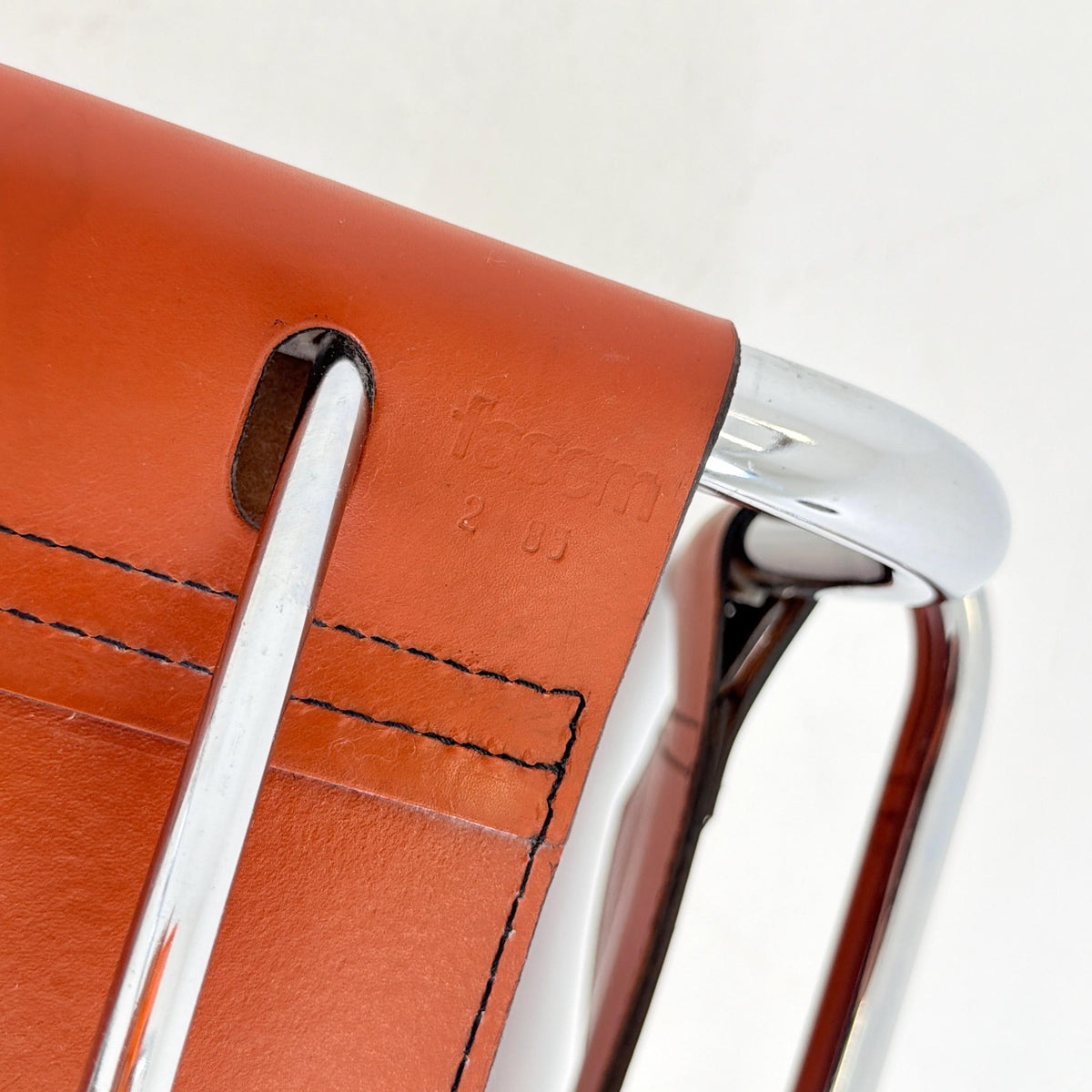 set of 2 Mid century Bauhaus Leather b34 armchairs by Mart Stam & Marcel Breuer for Fasem, Italy 1985