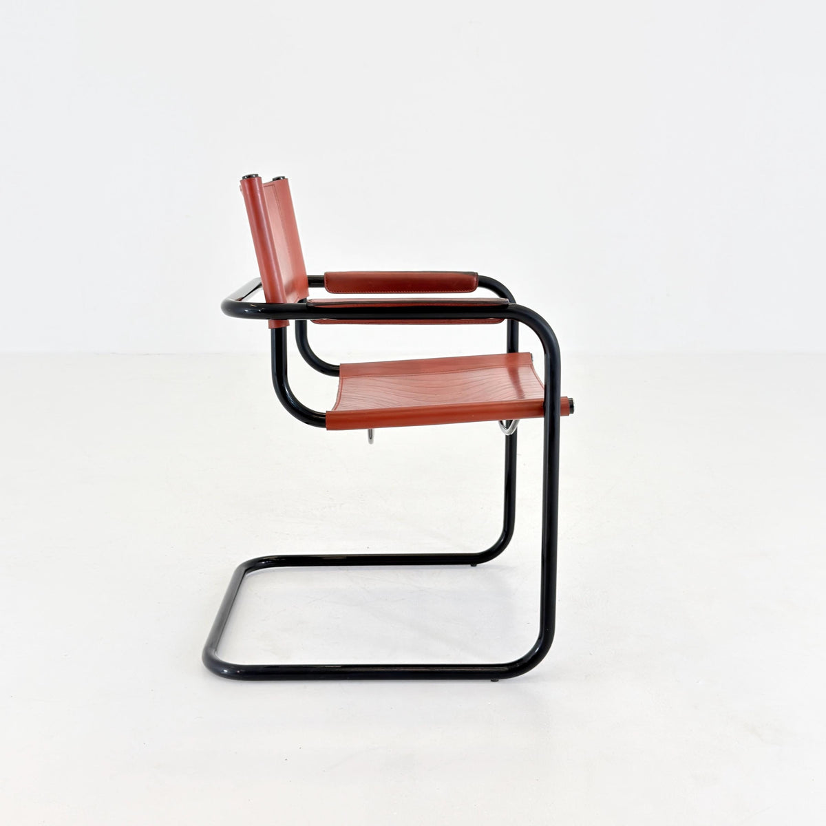 1 of 2 Bauhaus Centro Studio Desk Chairs in Dark wine leather by Mart Stam & Marcel Breuer, 1970s