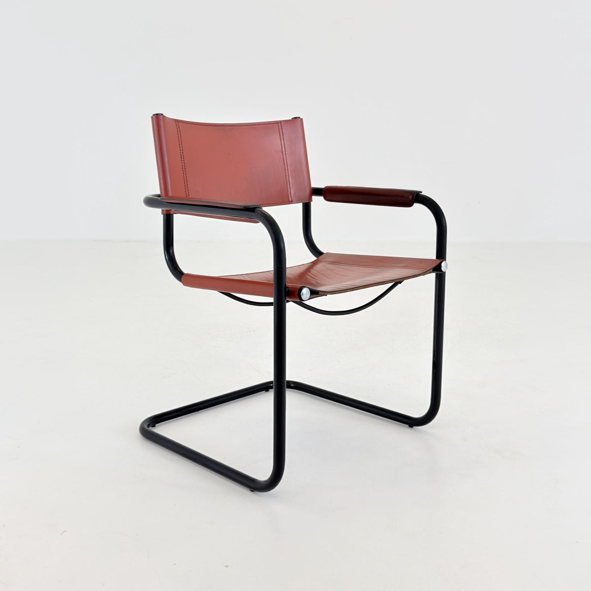 1 of 2 Bauhaus Centro Studio Desk Chairs in Dark wine leather by Mart Stam & Marcel Breuer, 1970s