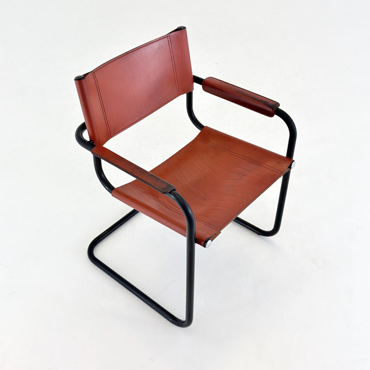1 of 2 Bauhaus Centro Studio Desk Chairs in Dark wine leather by Mart Stam & Marcel Breuer, 1970s