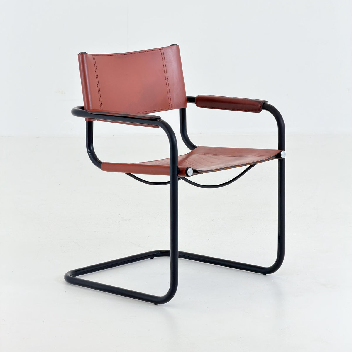 1 of 2 Bauhaus Centro Studio Desk Chairs in Dark wine leather by Mart Stam & Marcel Breuer, 1970s