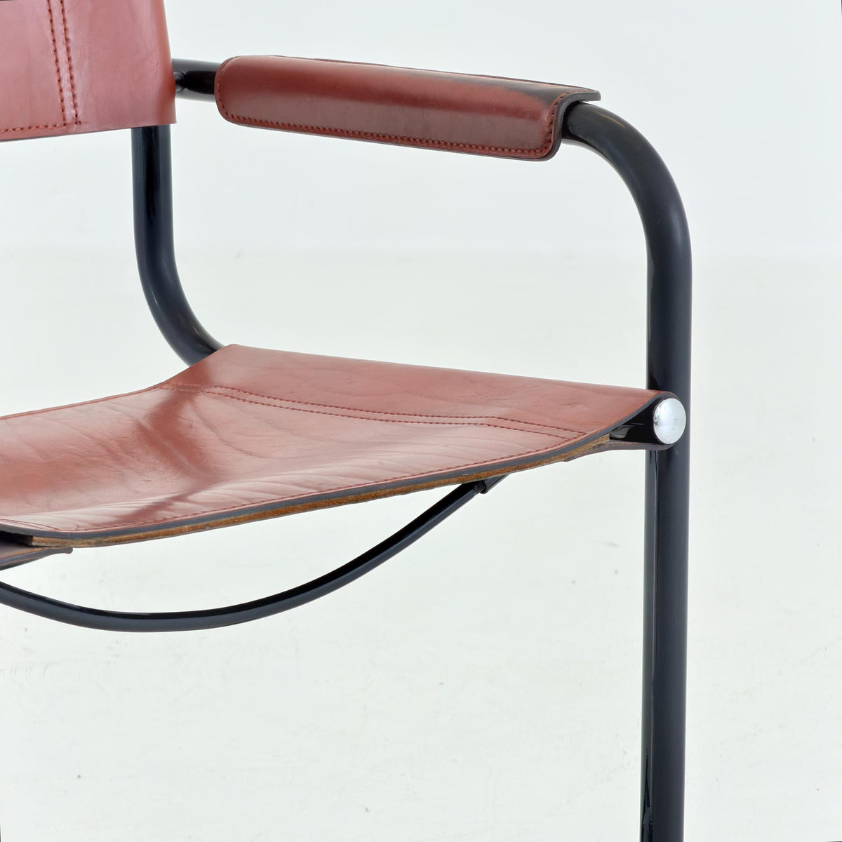 1 of 2 Bauhaus Centro Studio Desk Chairs in Dark wine leather by Mart Stam & Marcel Breuer, 1970s