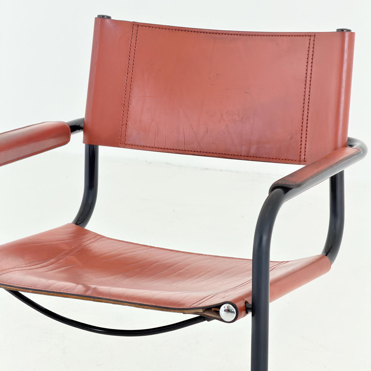 1 of 2 Bauhaus Centro Studio Desk Chairs in Dark wine leather by Mart Stam & Marcel Breuer, 1970s